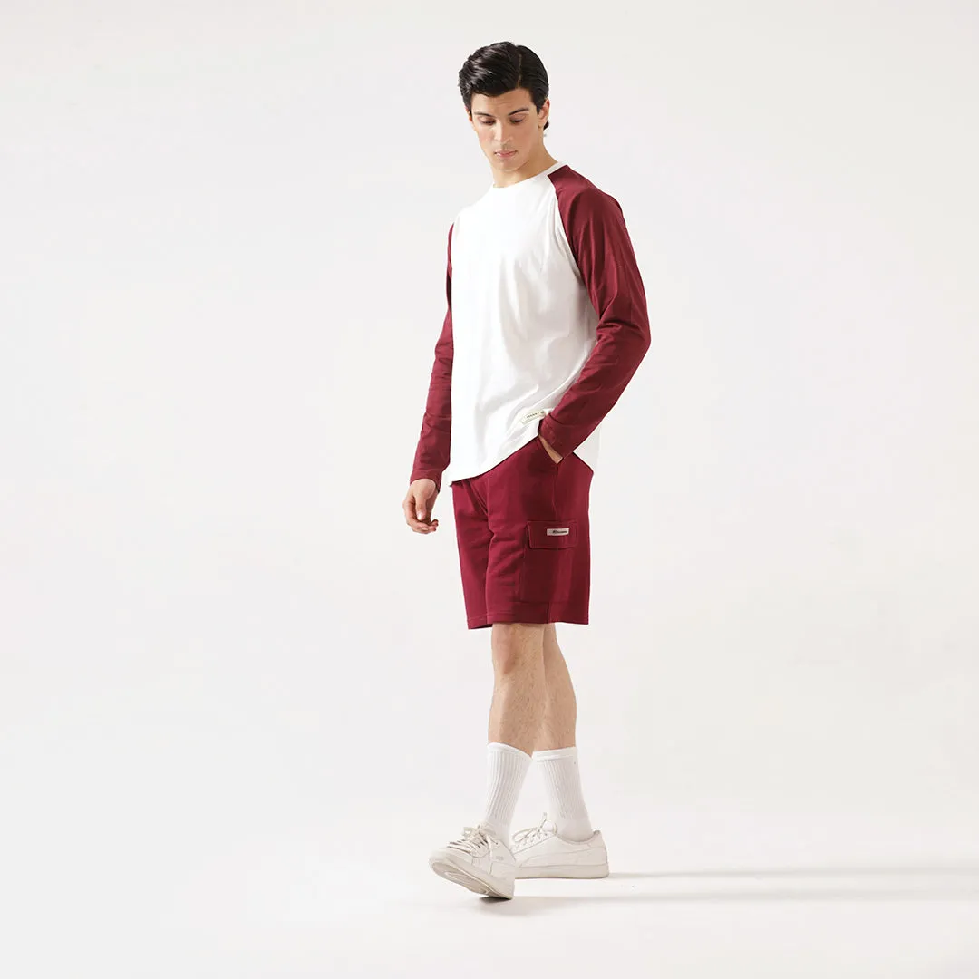 Maroon White Relax Fit Raglan