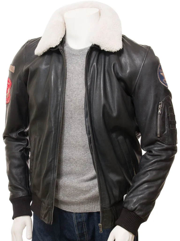 MEN'S BLACK LEATHER FLYING JACKET