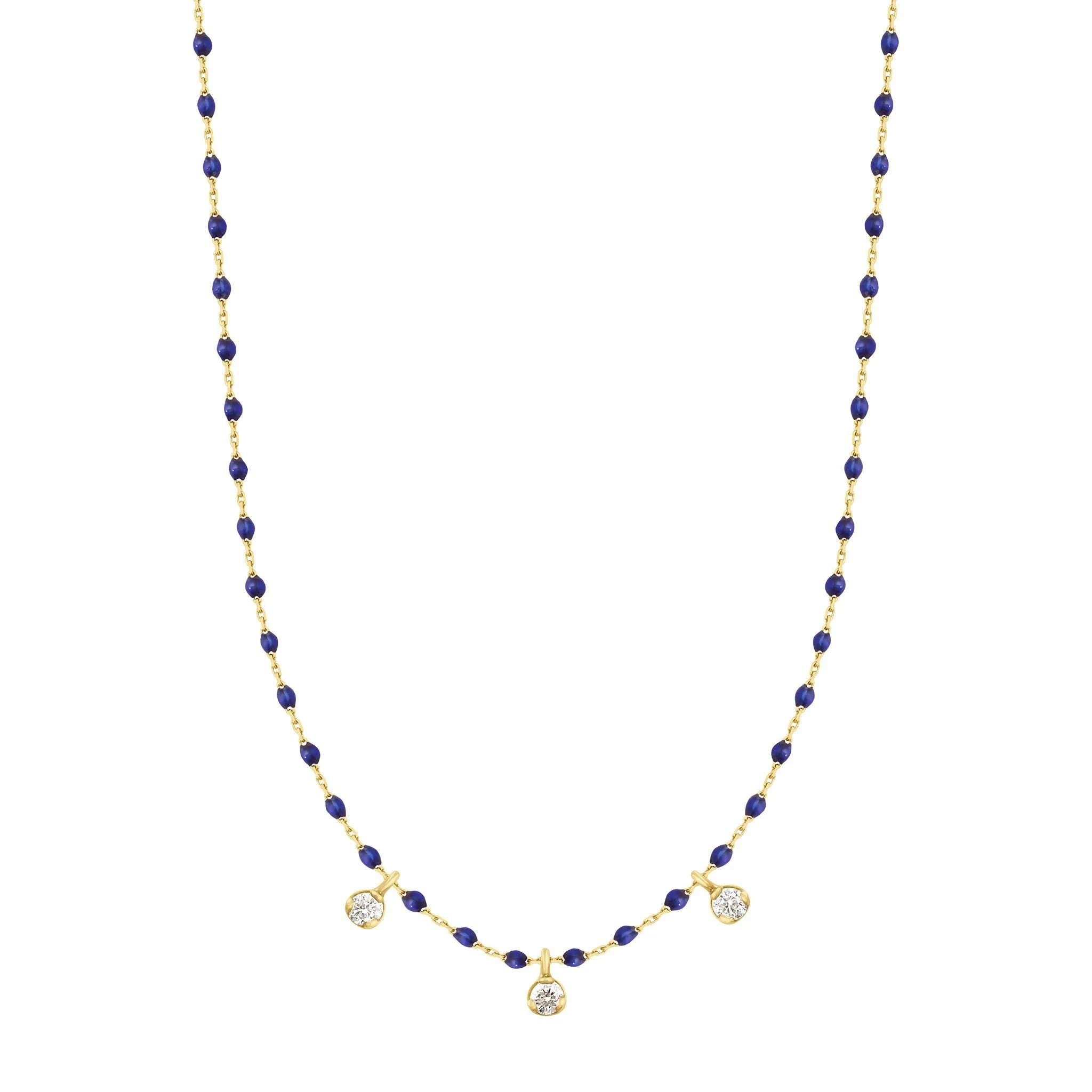 Mini Gigi Lapis necklace, Yellow Gold 3 diamond, 16.5"