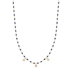 Mini Gigi Lapis necklace, Yellow Gold 3 diamond, 16.5"