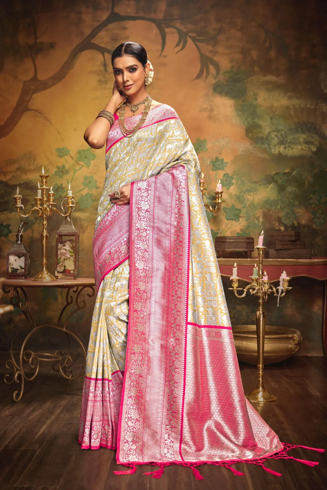 Mythili , New Banarasi Soft Silk Woven Saree for Women-SATYA001BS