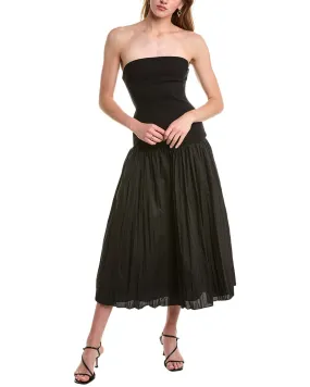 Nicholas Jaxon Drop Waist Broomstick Pleated Midi Dress