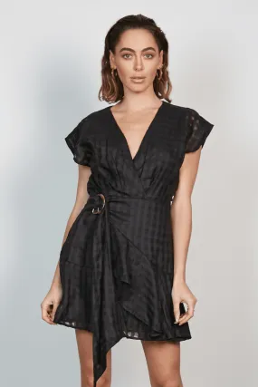 Oasis SS Wrap Belted Black Mini Dress