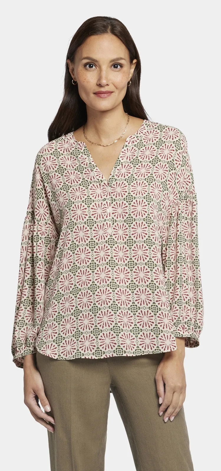 Paulina Peasant Blouse Grafische Print | Georgios Geo