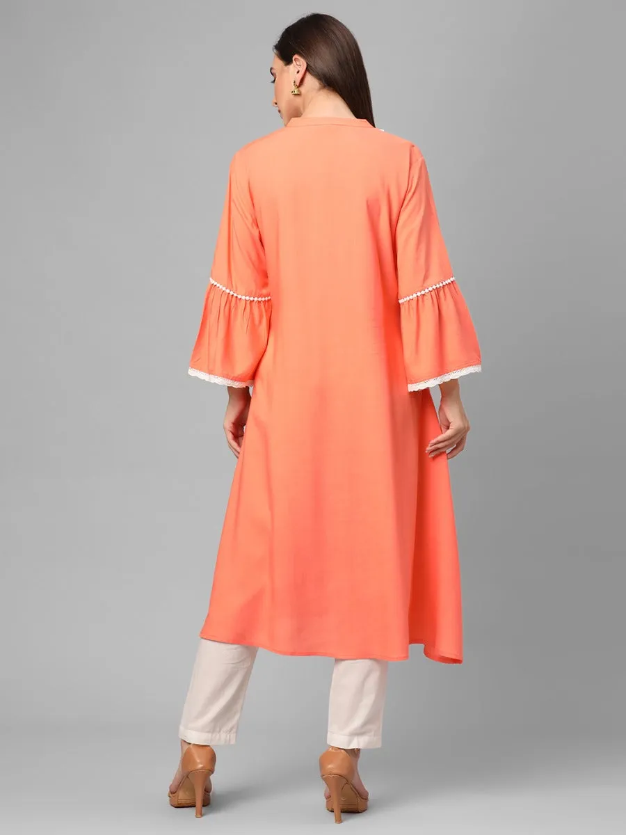 Peach Solid Kurta