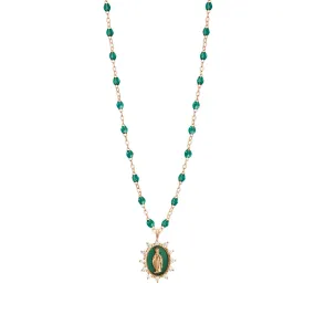 Petite Madone Supreme Emerald diamond necklace, Rose Gold, 16.5"