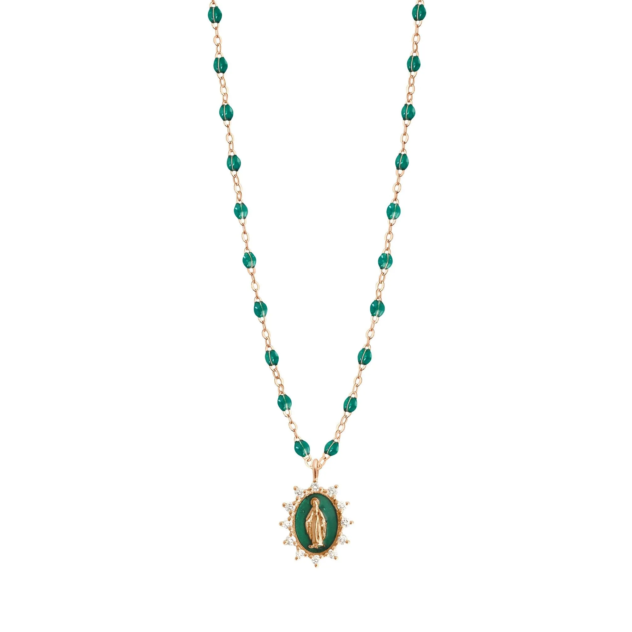 Petite Madone Supreme Emerald diamond necklace, Rose Gold, 16.5"