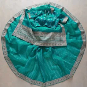 pine-green-zardosi-embroidered-organza-saree