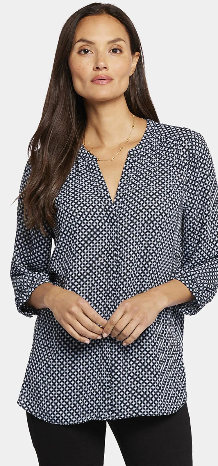 Pintuck Blouse Grafische Print | Diamond Peak