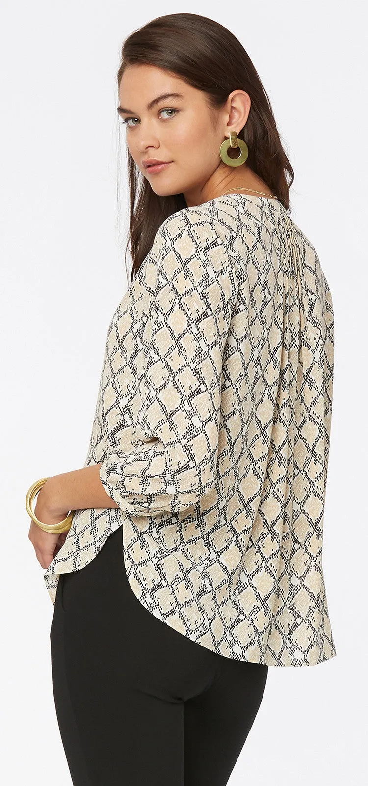 Pintuck Blouse Slangenprint | Midland Snake