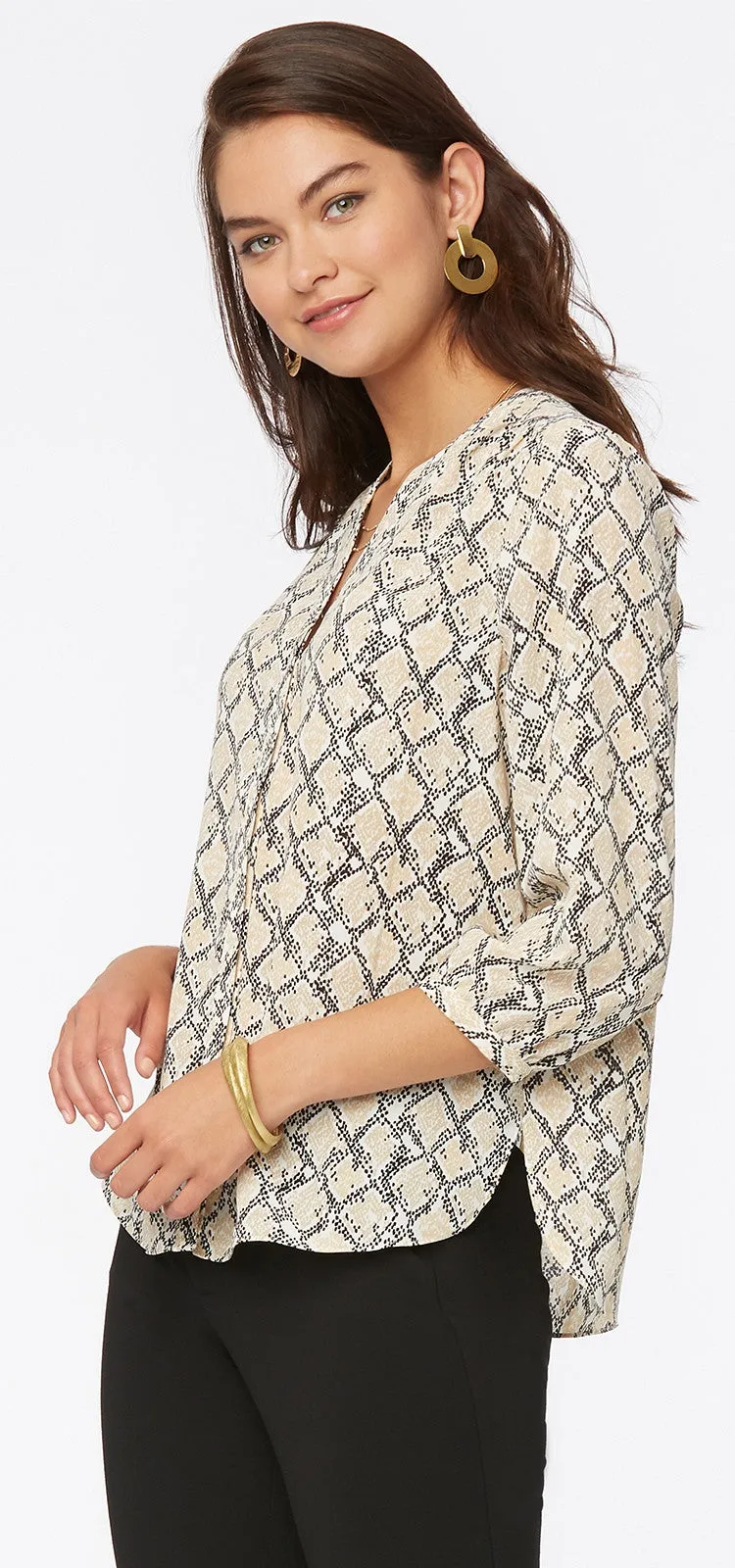 Pintuck Blouse Slangenprint | Midland Snake