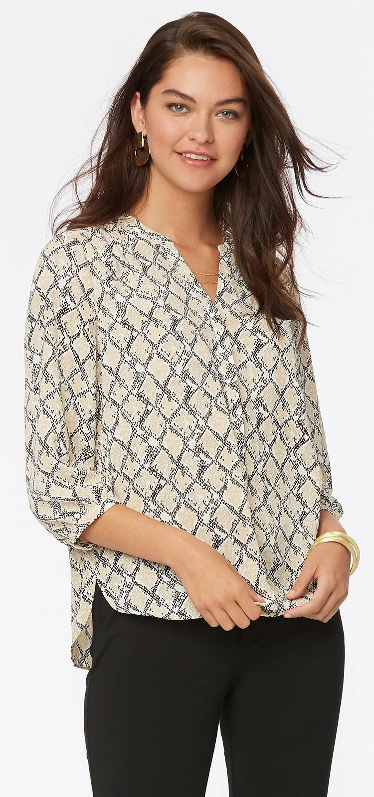 Pintuck Blouse Slangenprint | Midland Snake