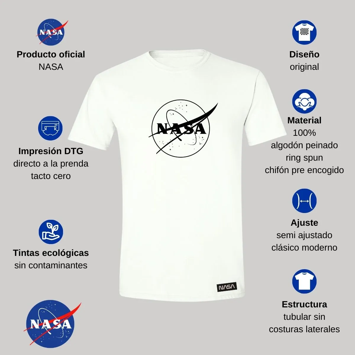 Playera Hombre Nasa Monocromático