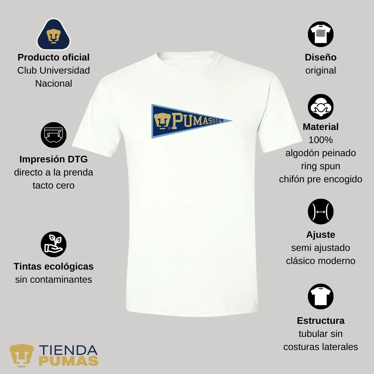 Playera Hombre Pumas UNAM Banderín