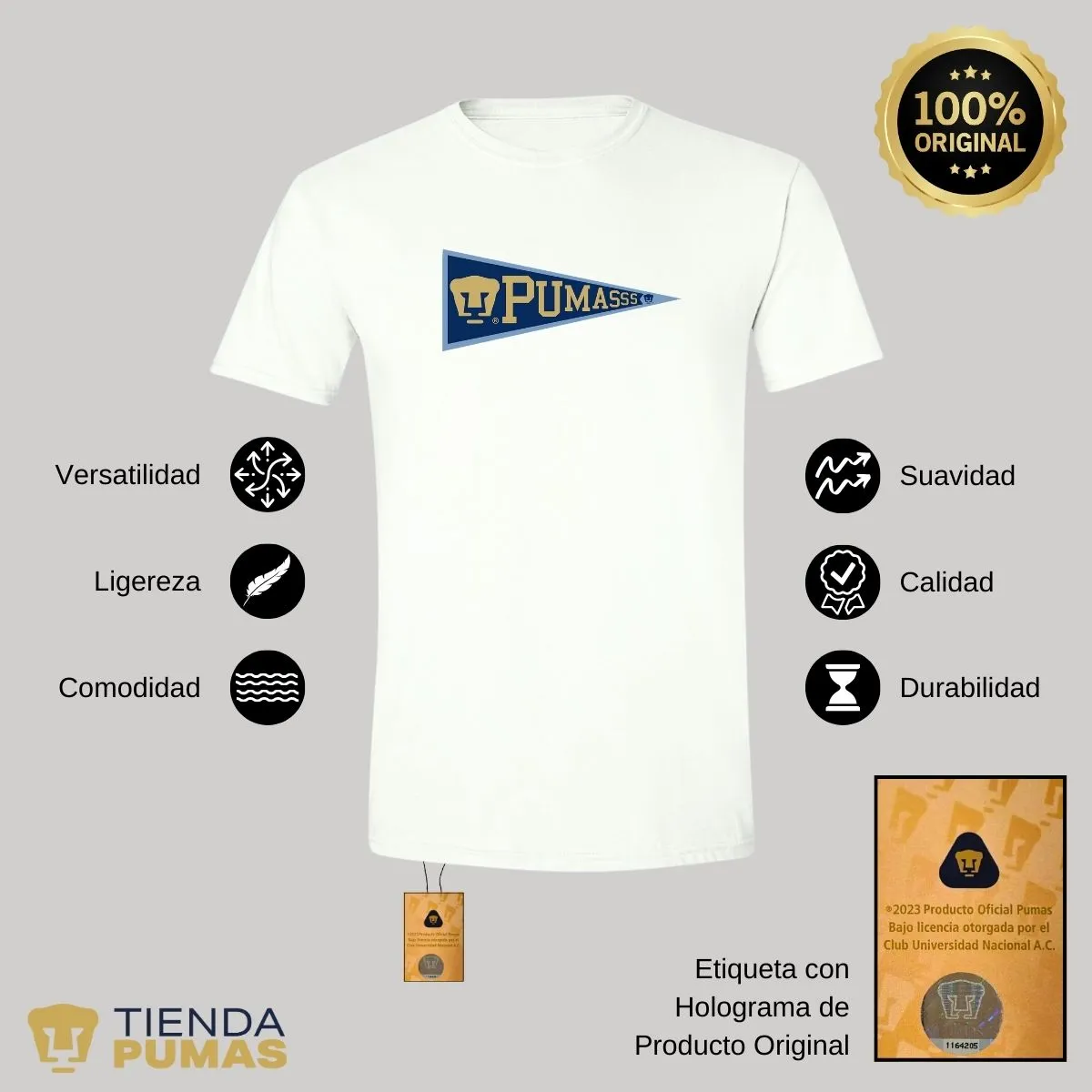 Playera Hombre Pumas UNAM Banderín