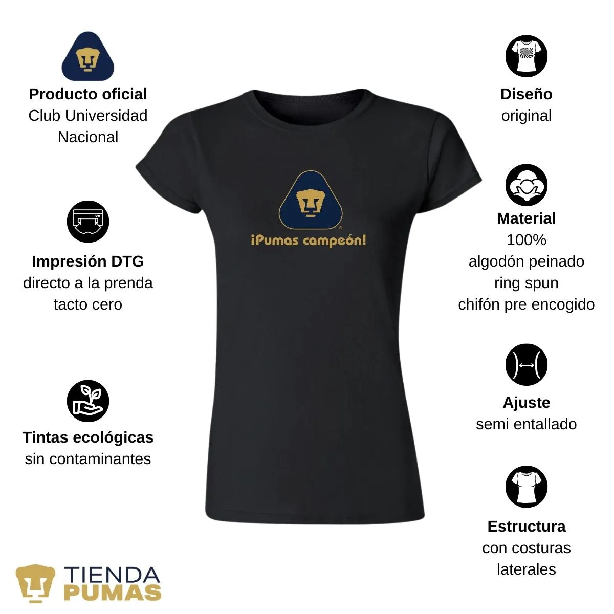 Playera Mujer Pumas UNAM campeón