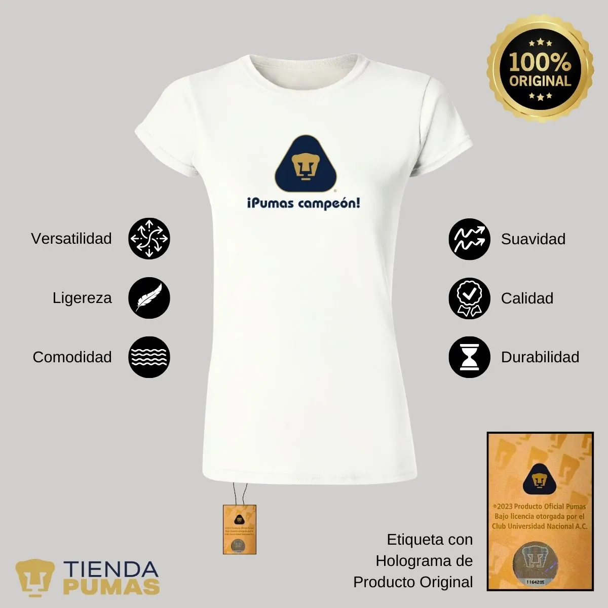 Playera Mujer Pumas UNAM campeón