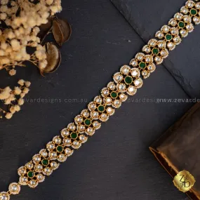 Polki Kundan Sheesh Phool - Emerald Green