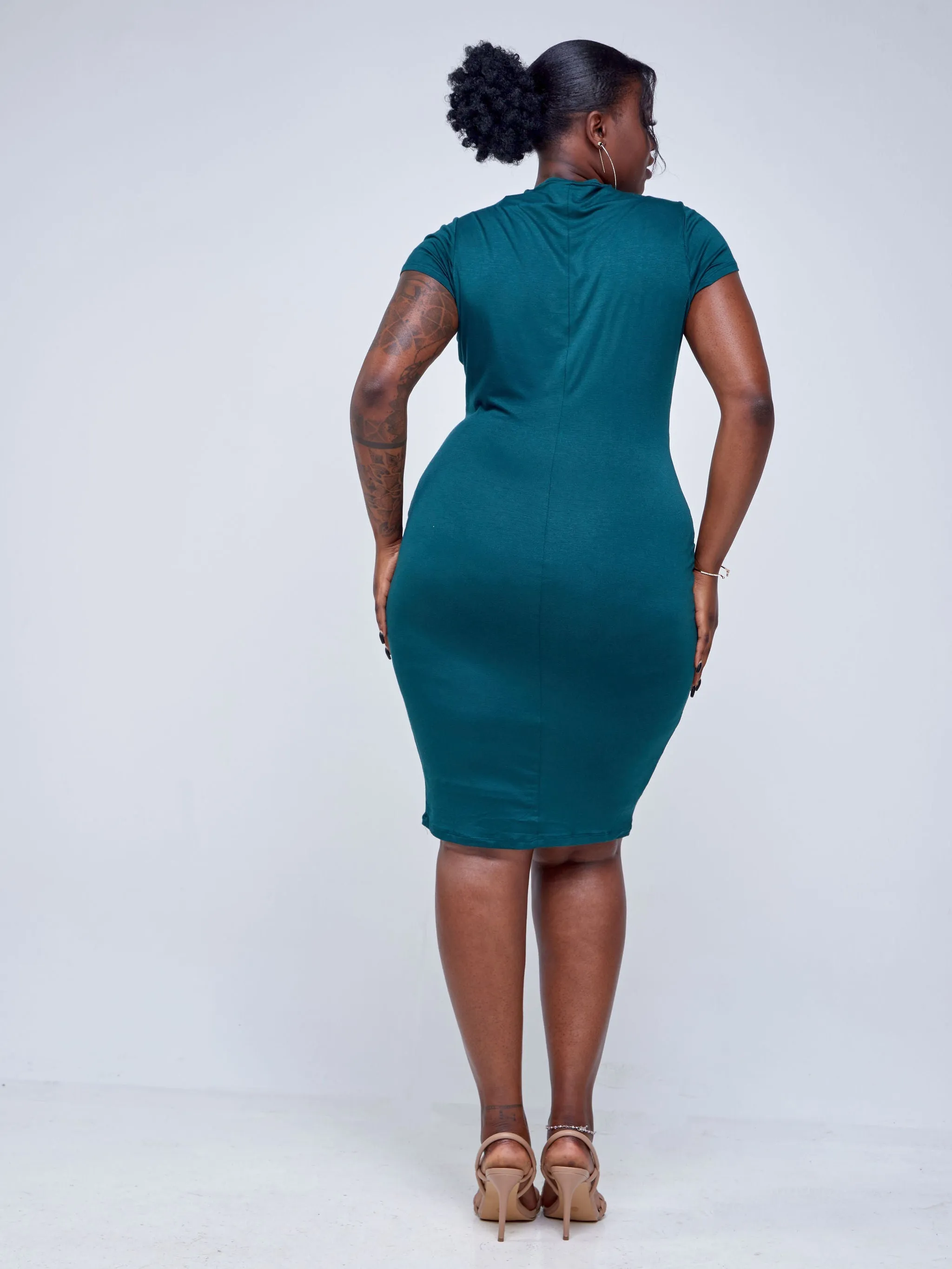 Popular 21 Crew-Neck Knee-Length Dress - Hunter Green