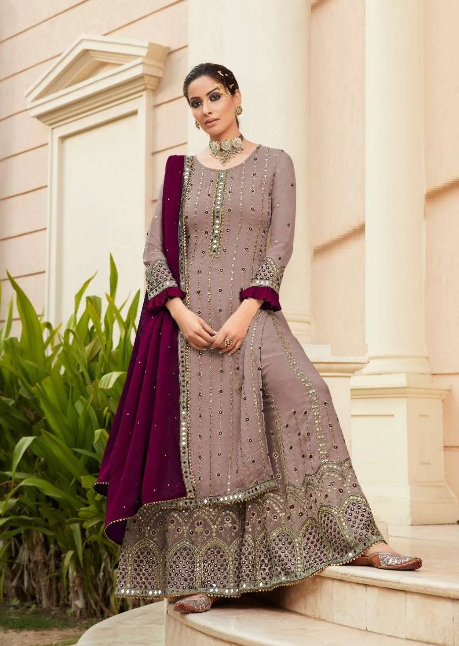 Preferable Partywear Embroidered Georgette Palazzo Suit