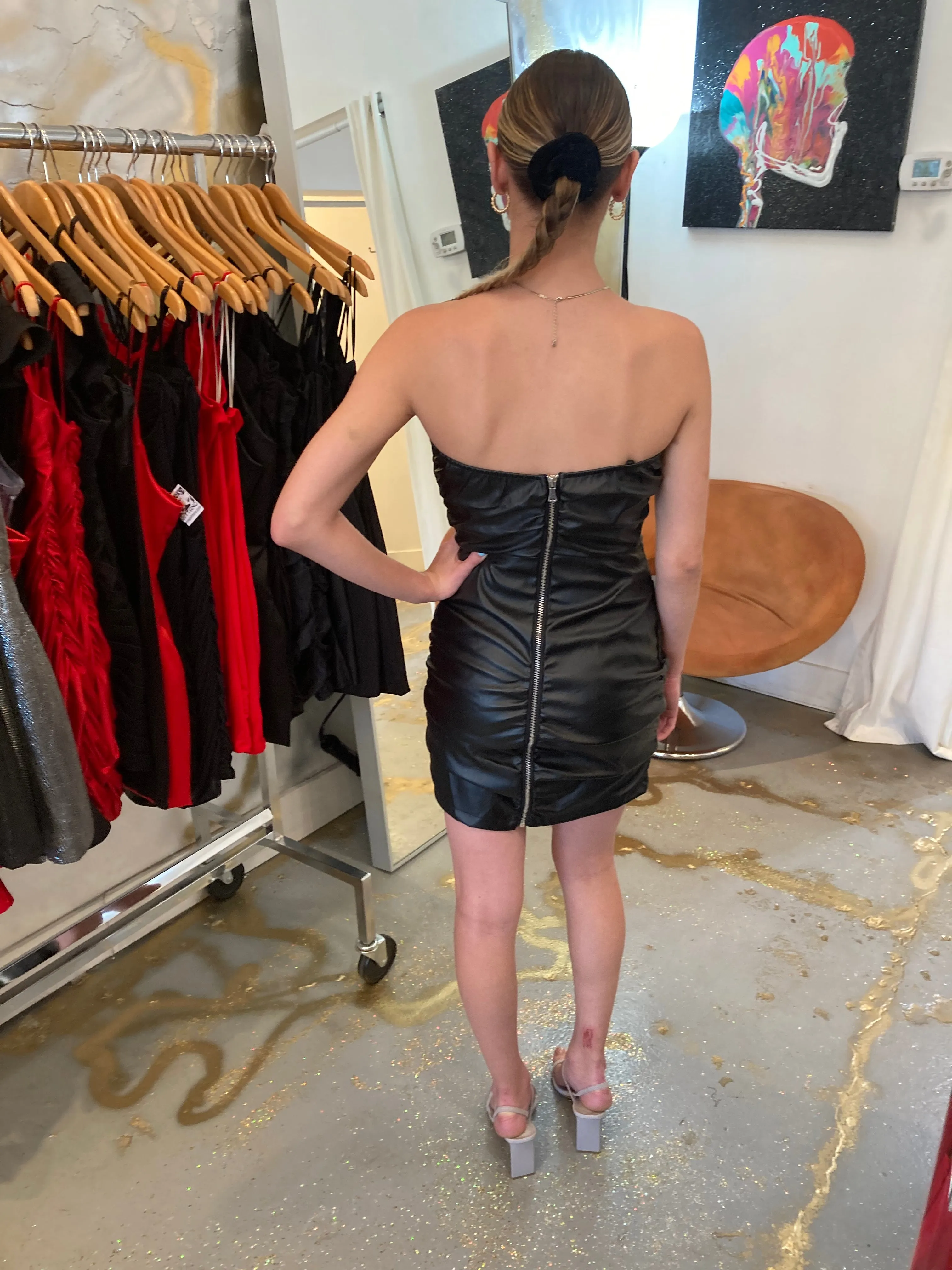 Putin leather tube dress