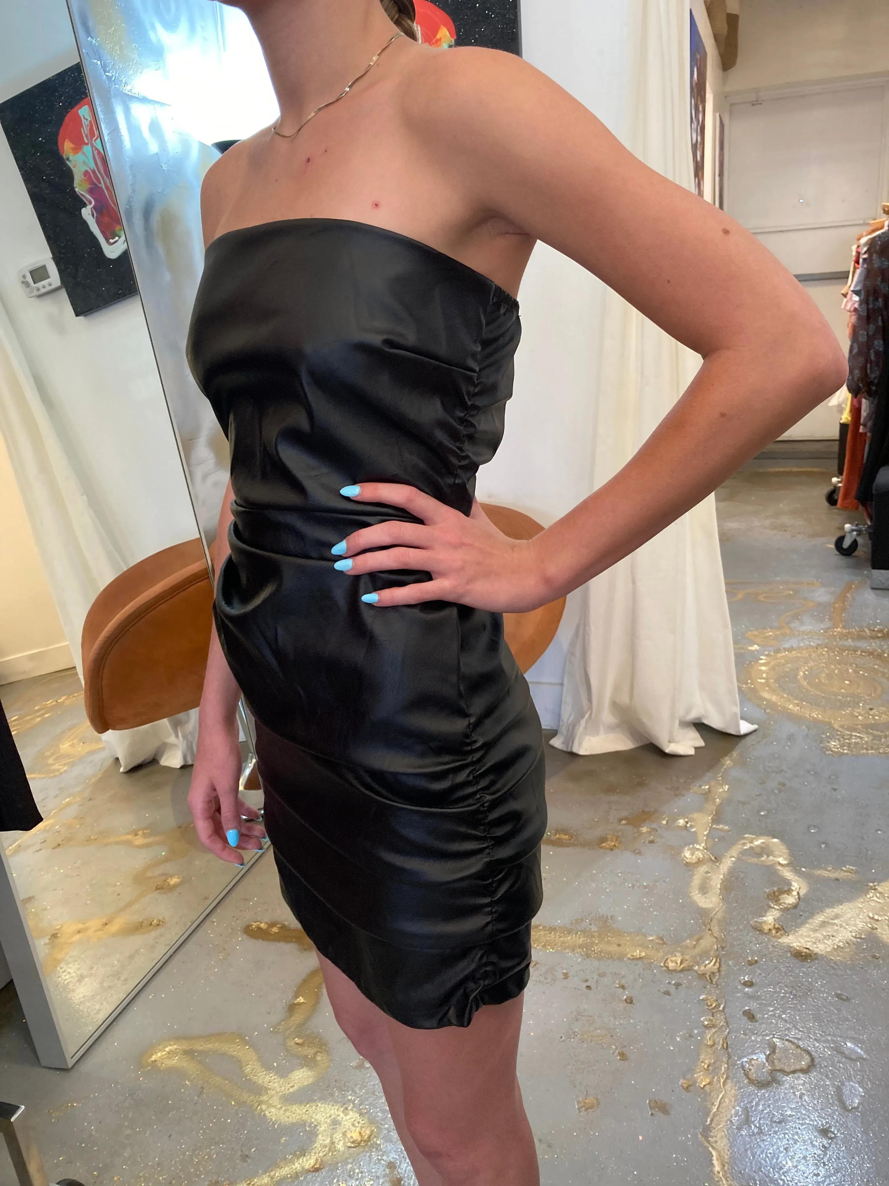 Putin leather tube dress