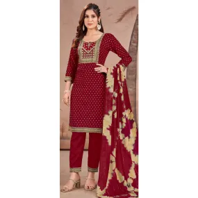 Rayon Embroidery Sequence Party Wear Women's Kurta Suit Red