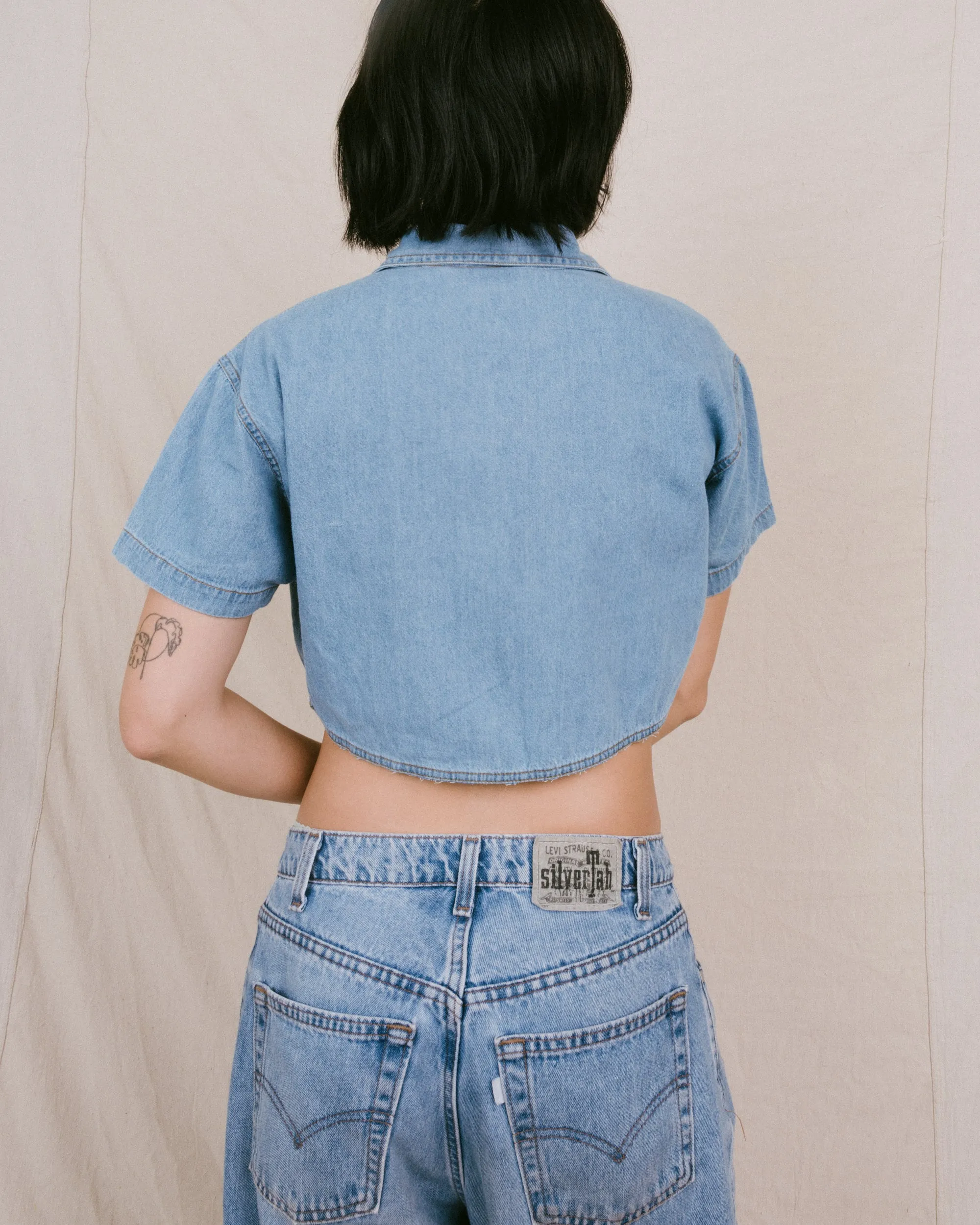 Remade Vintage Flower Denim Top