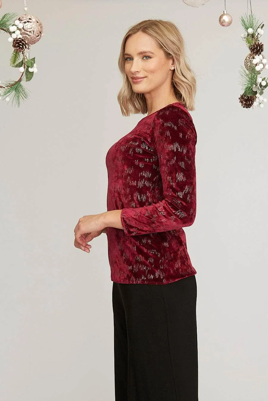 Saloos Embellished Velvet Evening Top