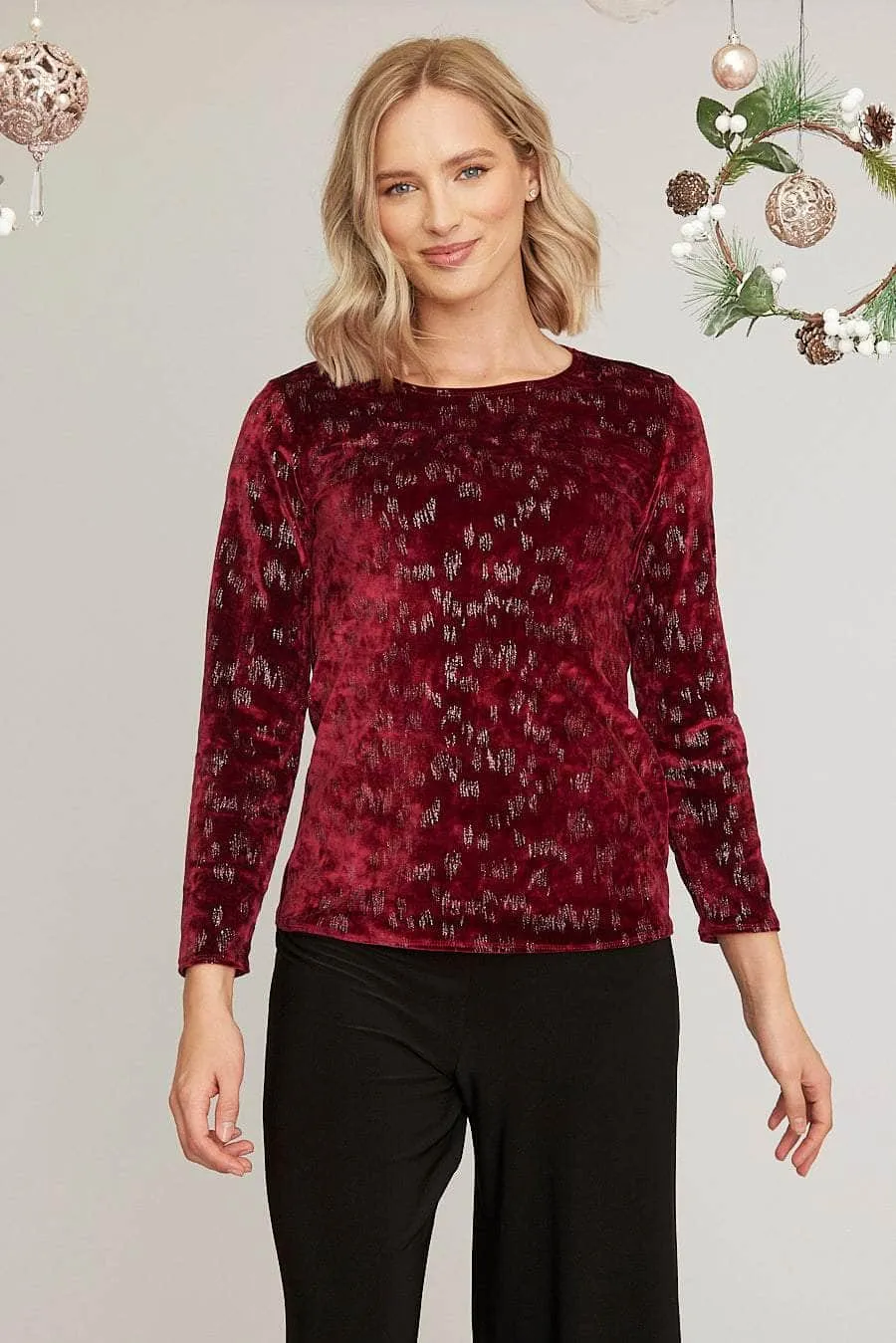 Saloos Embellished Velvet Evening Top