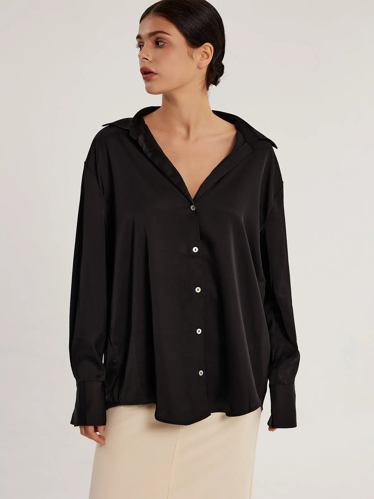 Satin Drop Collar Shirt