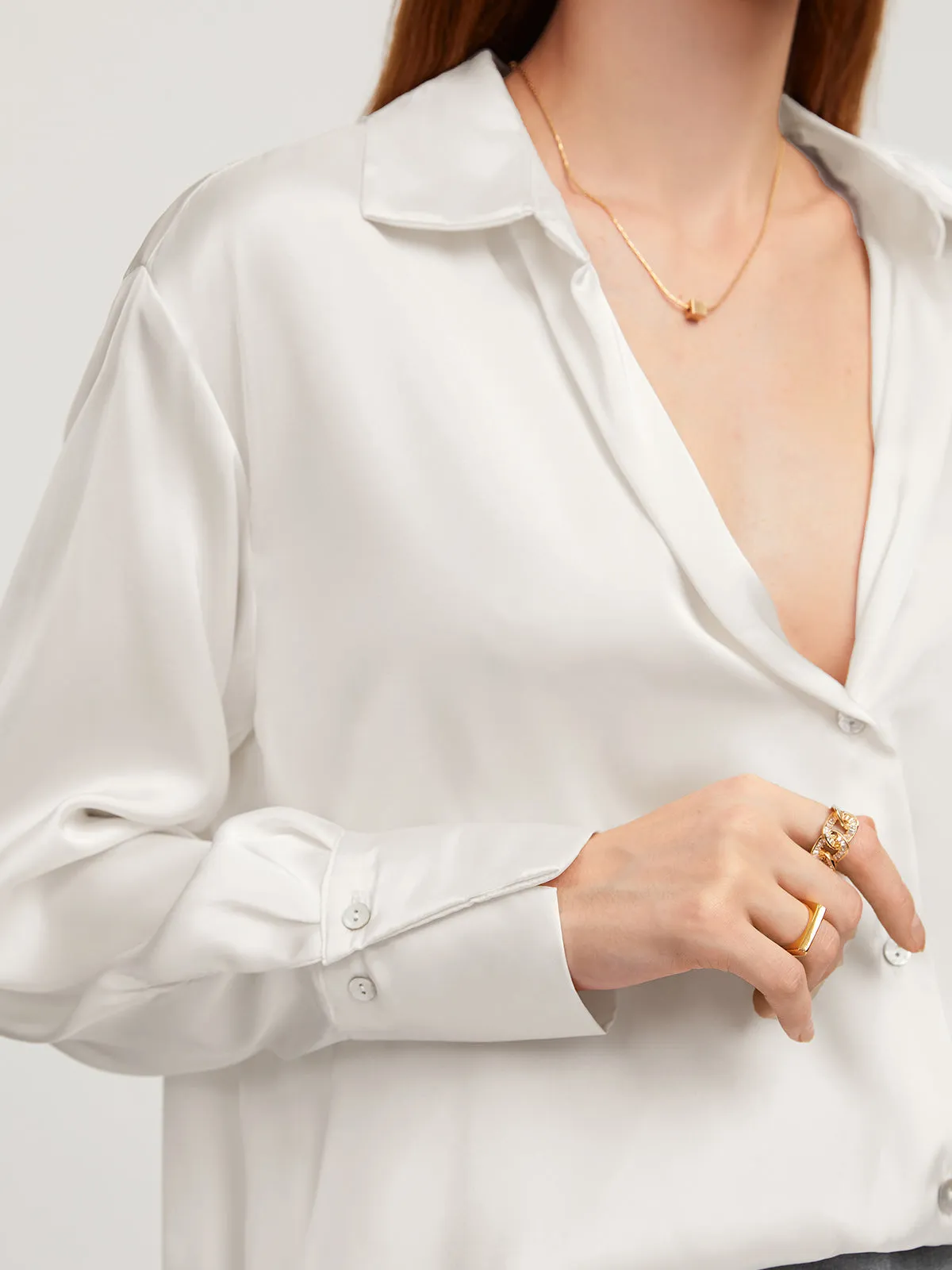 Satin Drop Collar Shirt