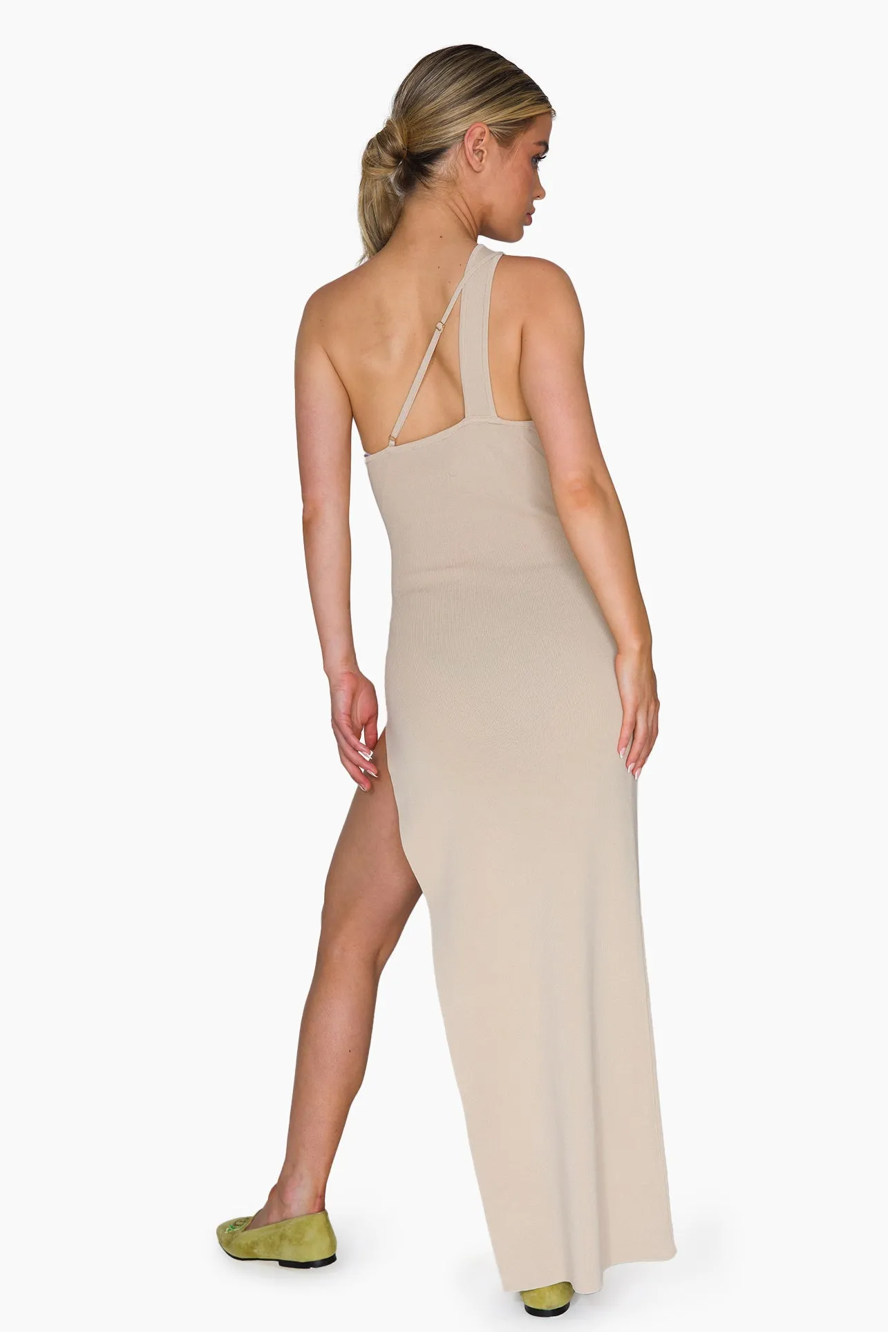 SHIVAN Cross Neck Side Slit Maxi Dress