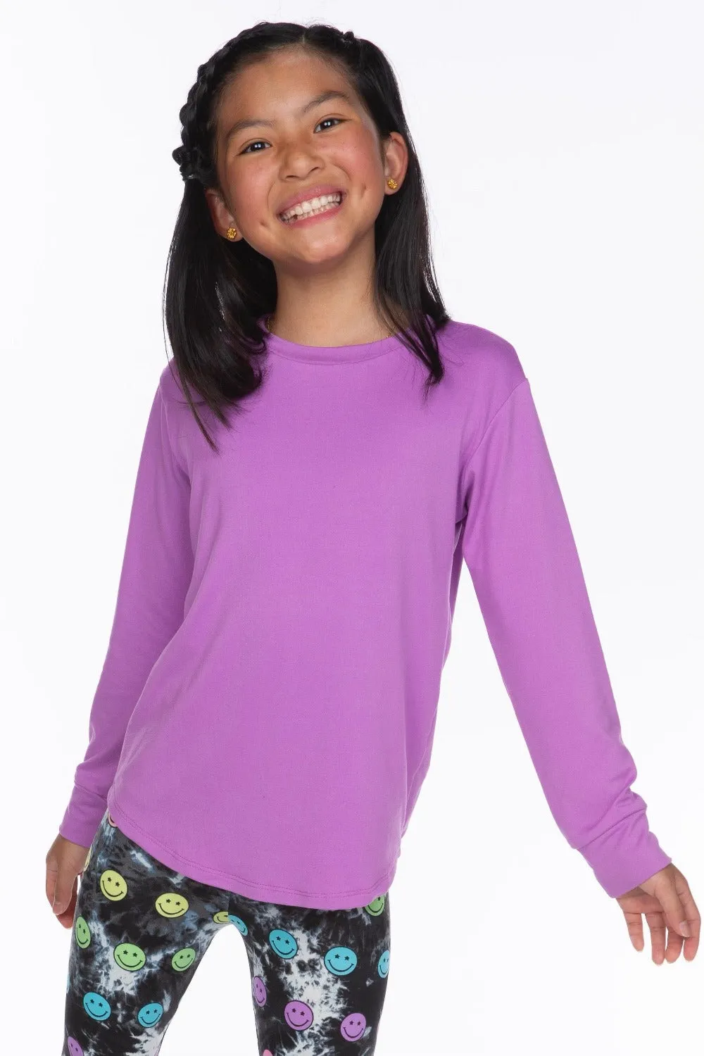 Simply Soft Long Sleeve Shirttail Top - Violet