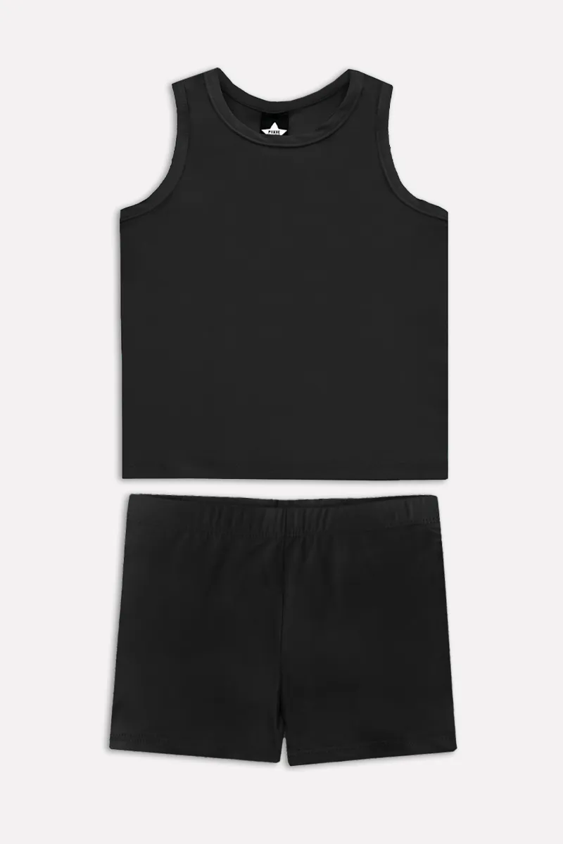 Simply Soft Luxe Cropped Racerback Tank & Tumble Short - Black