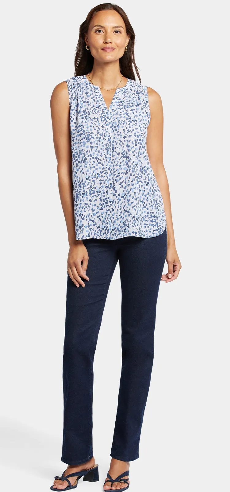 Sleeveless Pintuck Blouse Vlekkenprint | Hayward Hills