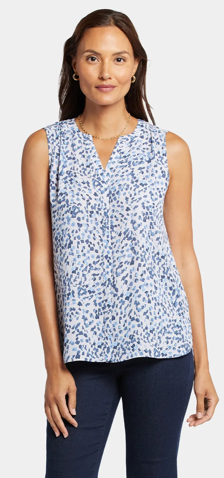 Sleeveless Pintuck Blouse Vlekkenprint | Hayward Hills