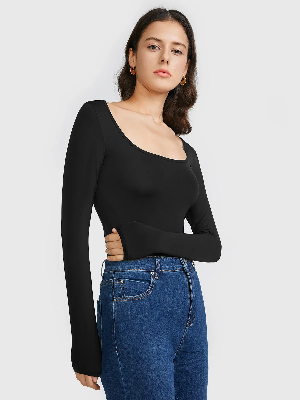 Soft Smoothing Scoop Long Sleeve T-Shirt