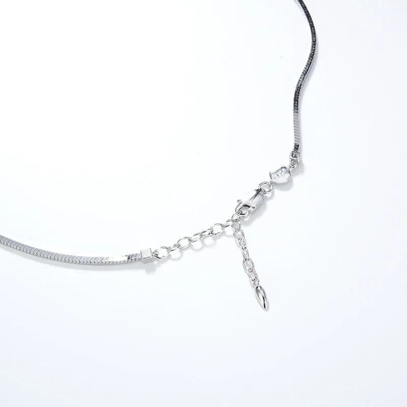 Stackable Snake Bone Chain Necklace Silver