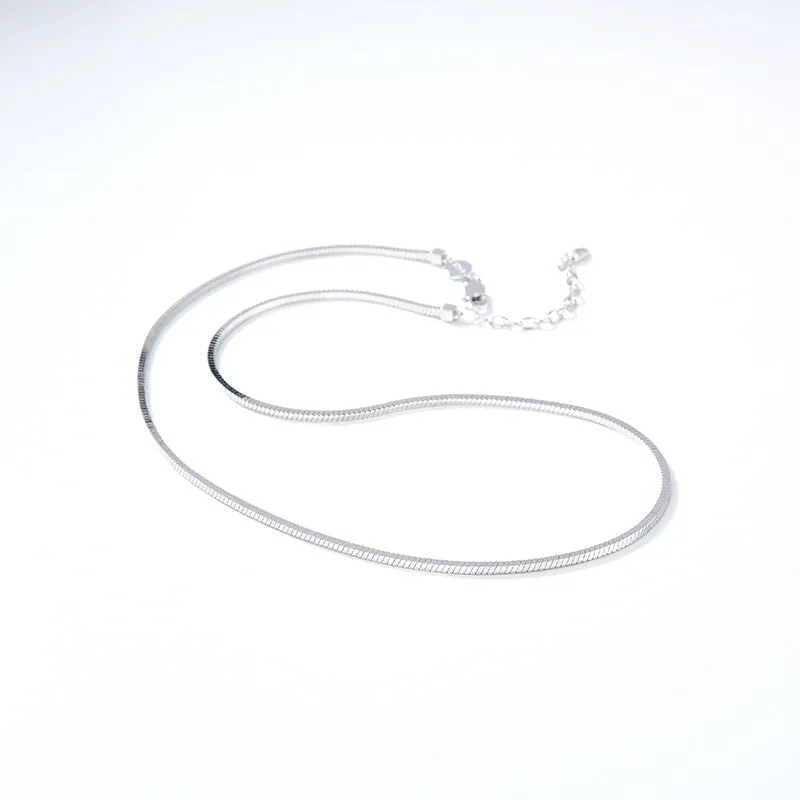 Stackable Snake Bone Chain Necklace Silver