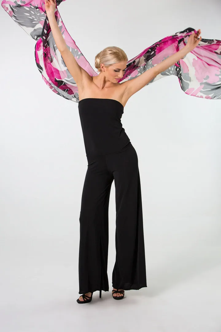 Strapless Palazzo One Piece Jersey Jumpsuit