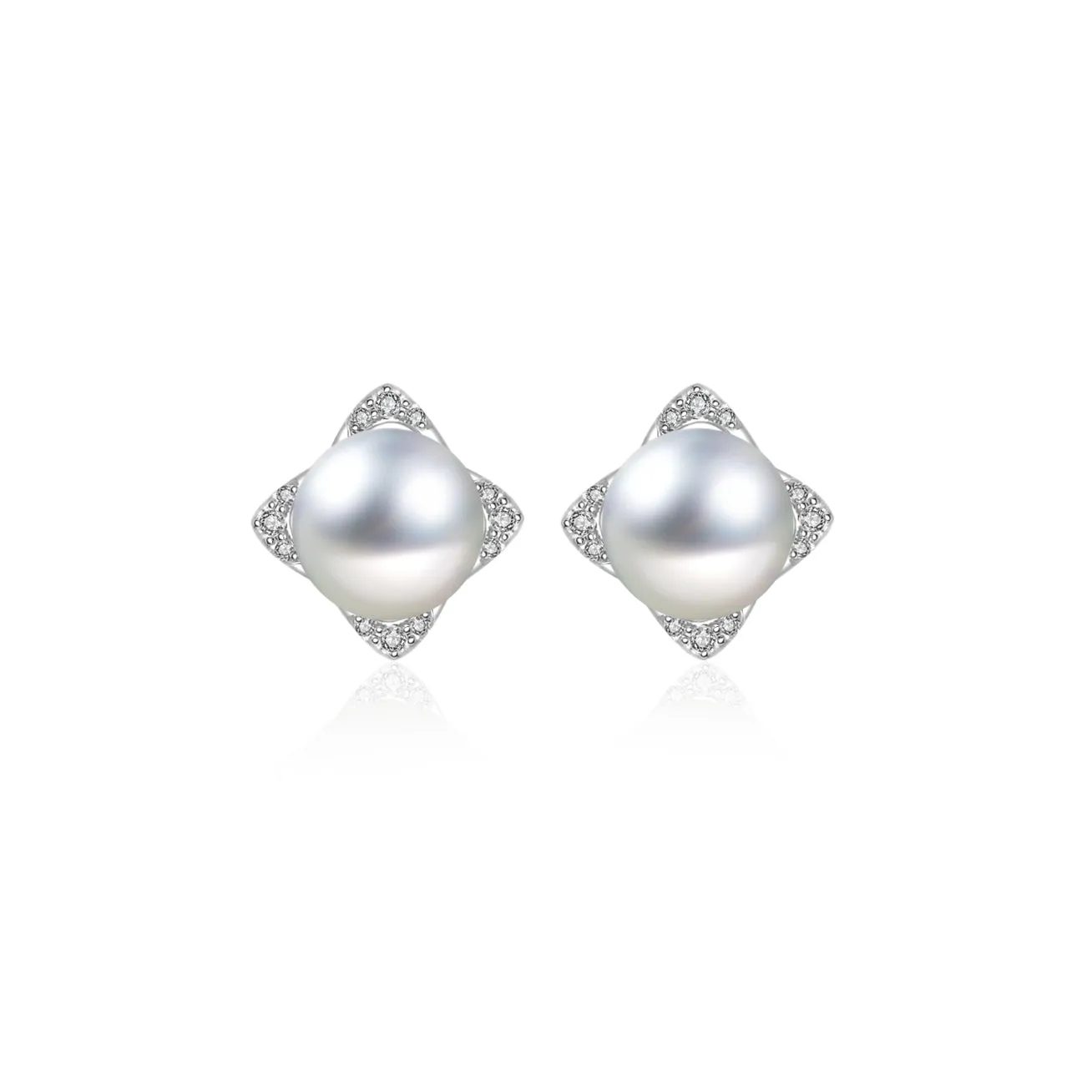 Top Grade 18K Gold Diamond Silver Blue Akoya Pearl Earrings KE00151