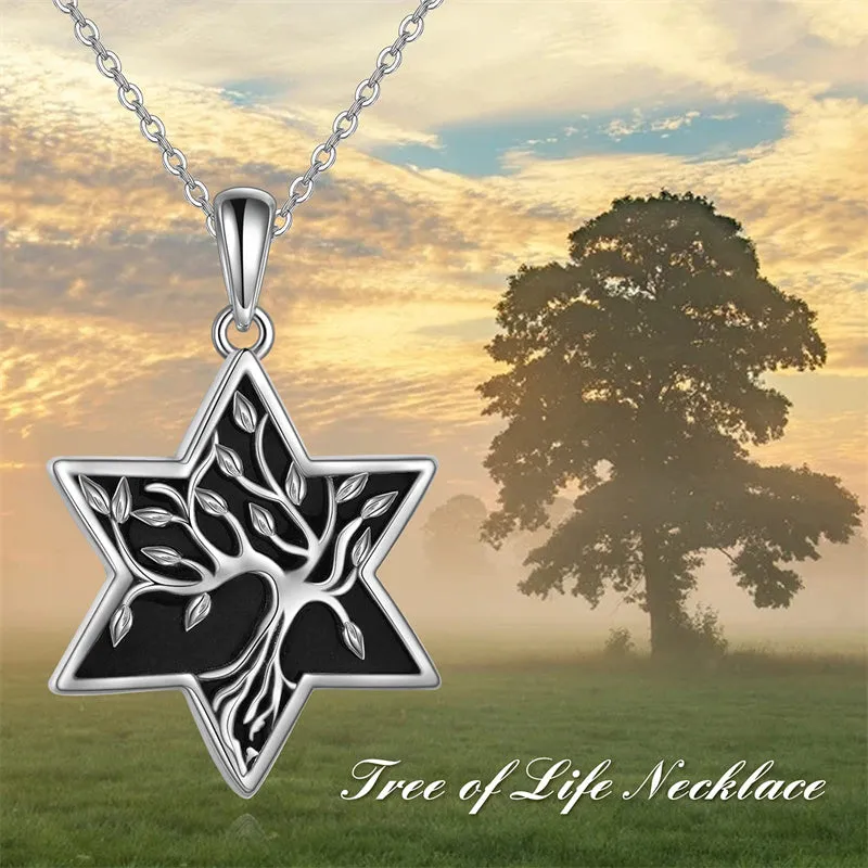 Tree of Life Necklace 925 Sterling Silver Abalone Shell Celtic Knot Pendant Necklace for Women Jewelry