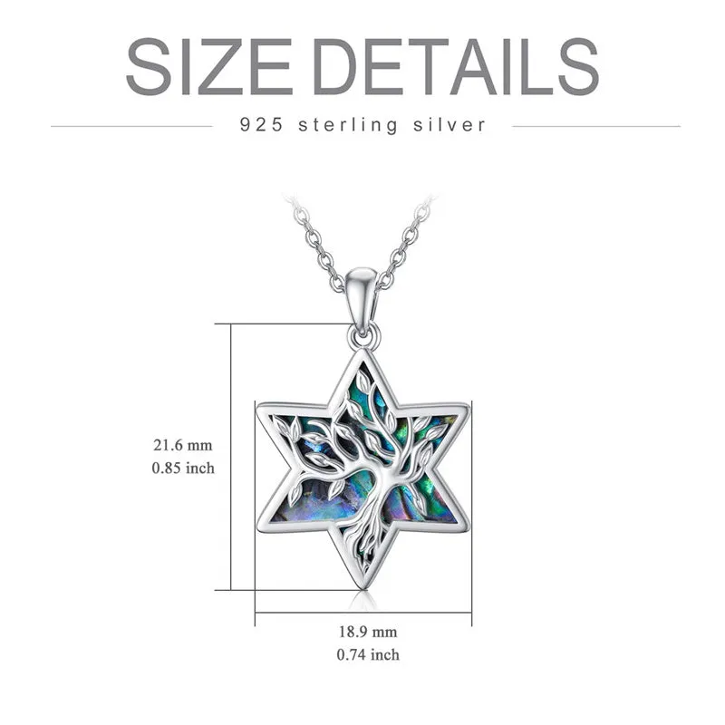 Tree of Life Necklace 925 Sterling Silver Abalone Shell Celtic Knot Pendant Necklace for Women Jewelry