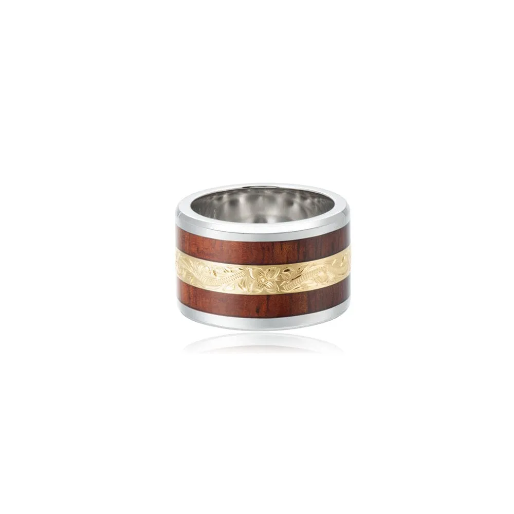 Two-Tone Layers of Aloha Koa Wood Ring