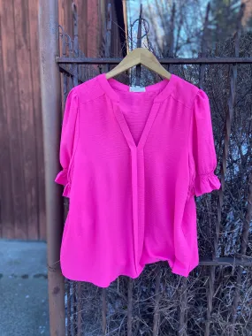 V-Neck Short Sleeve Blouse Top