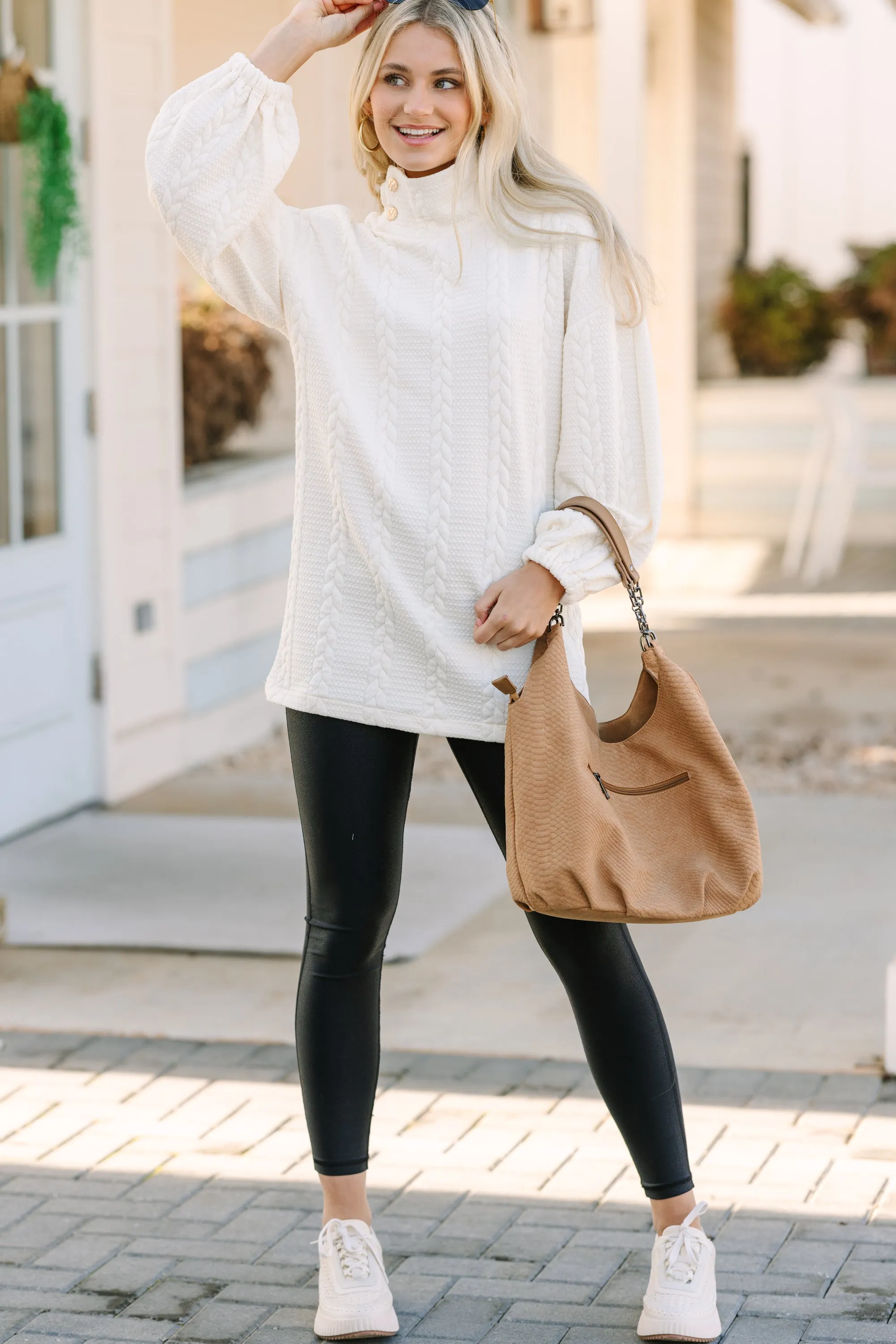 What You've Been Looking For Cream White Cable Knit Tunic